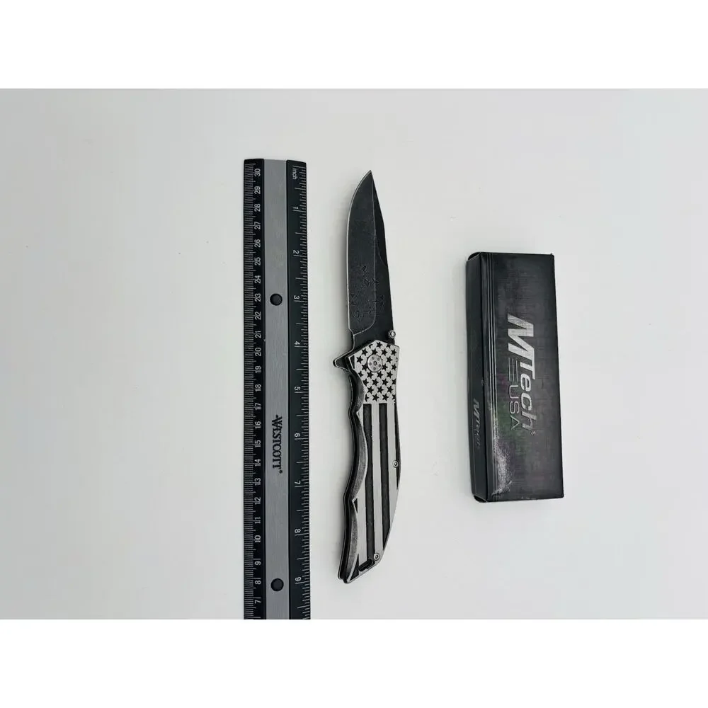 New Mtech Xtreme MX-A849AS American USA Flag Folding Stonewash Knife. New In Box